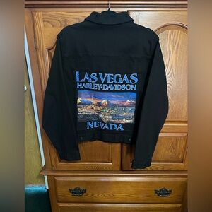 Harley-Davidson Las Vegas upcycled Black Jean Jacket One of a Kind